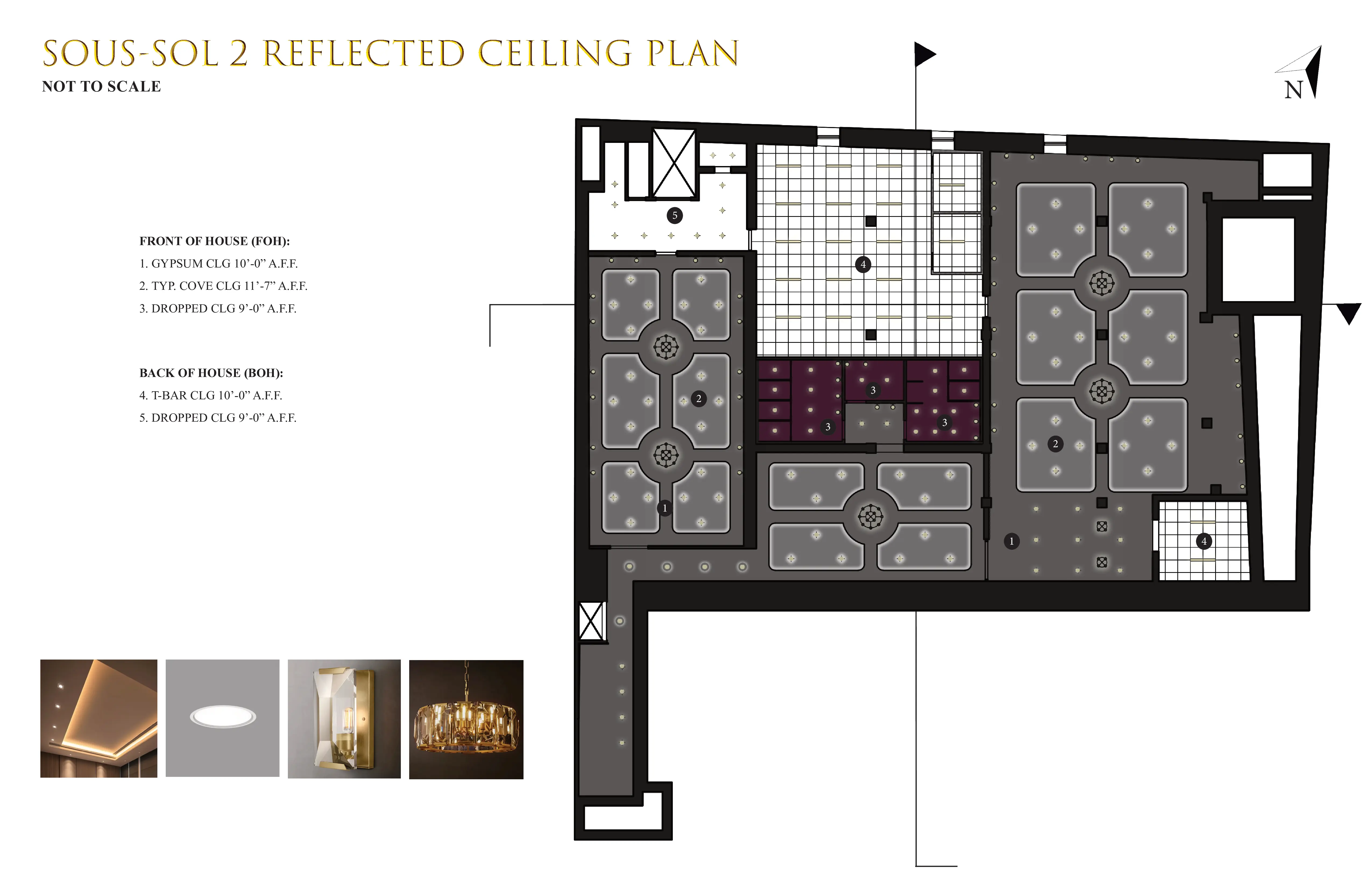 Plan de plafond réfléchi du sous-sol 2