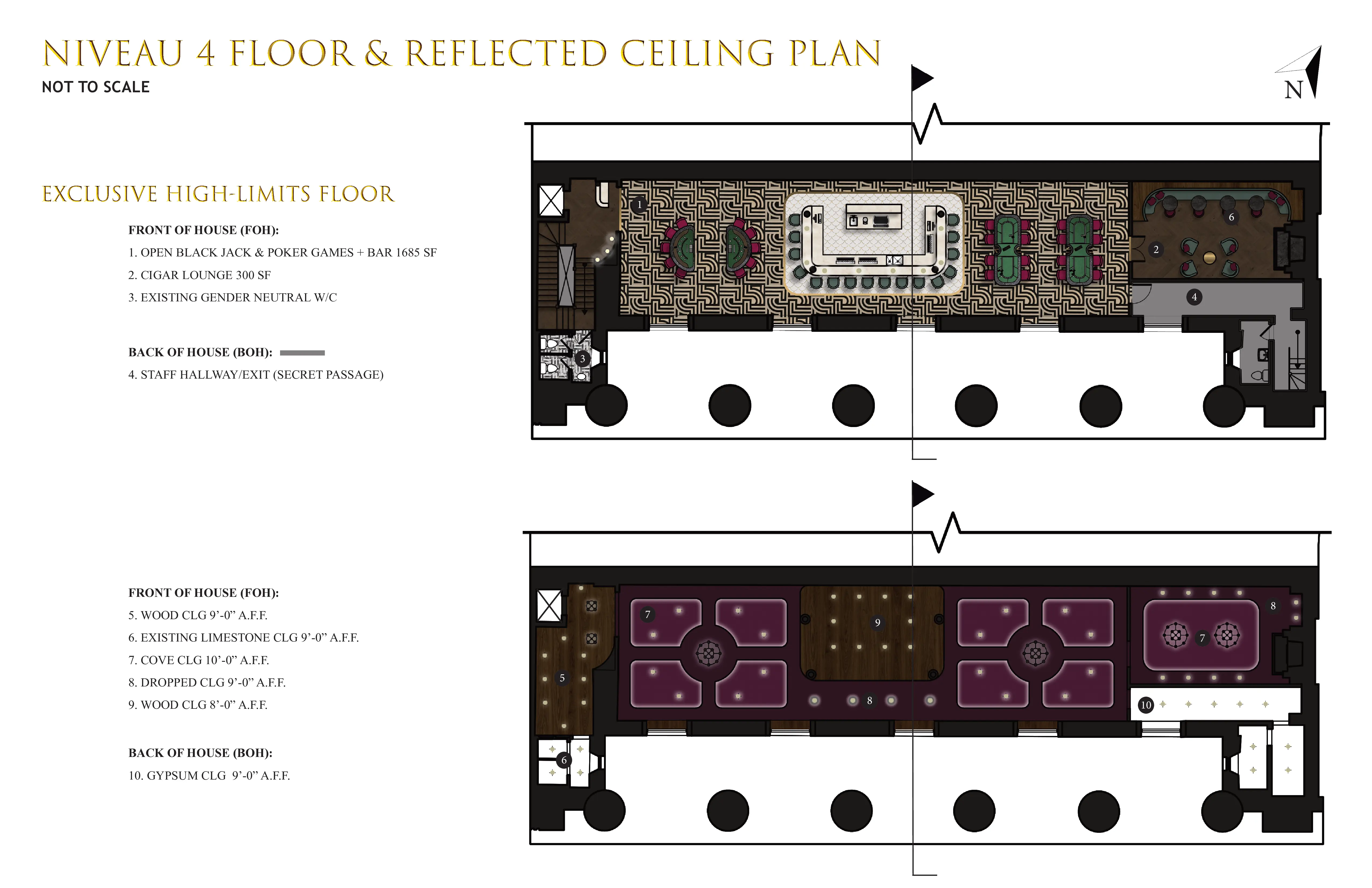 Plans d'étage et de plafond du niveau 4