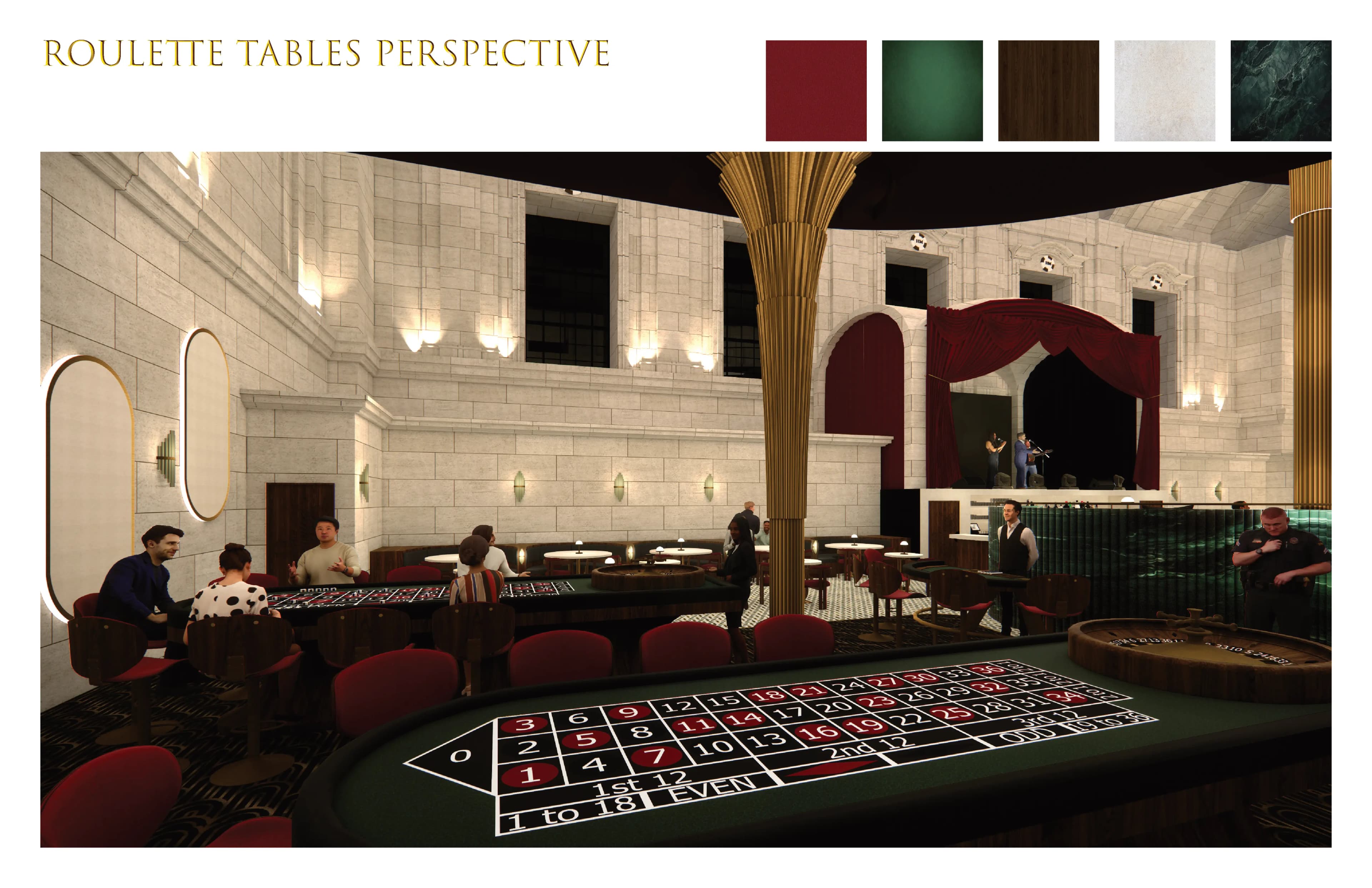 Perspective des tables de roulette, rendu 3D