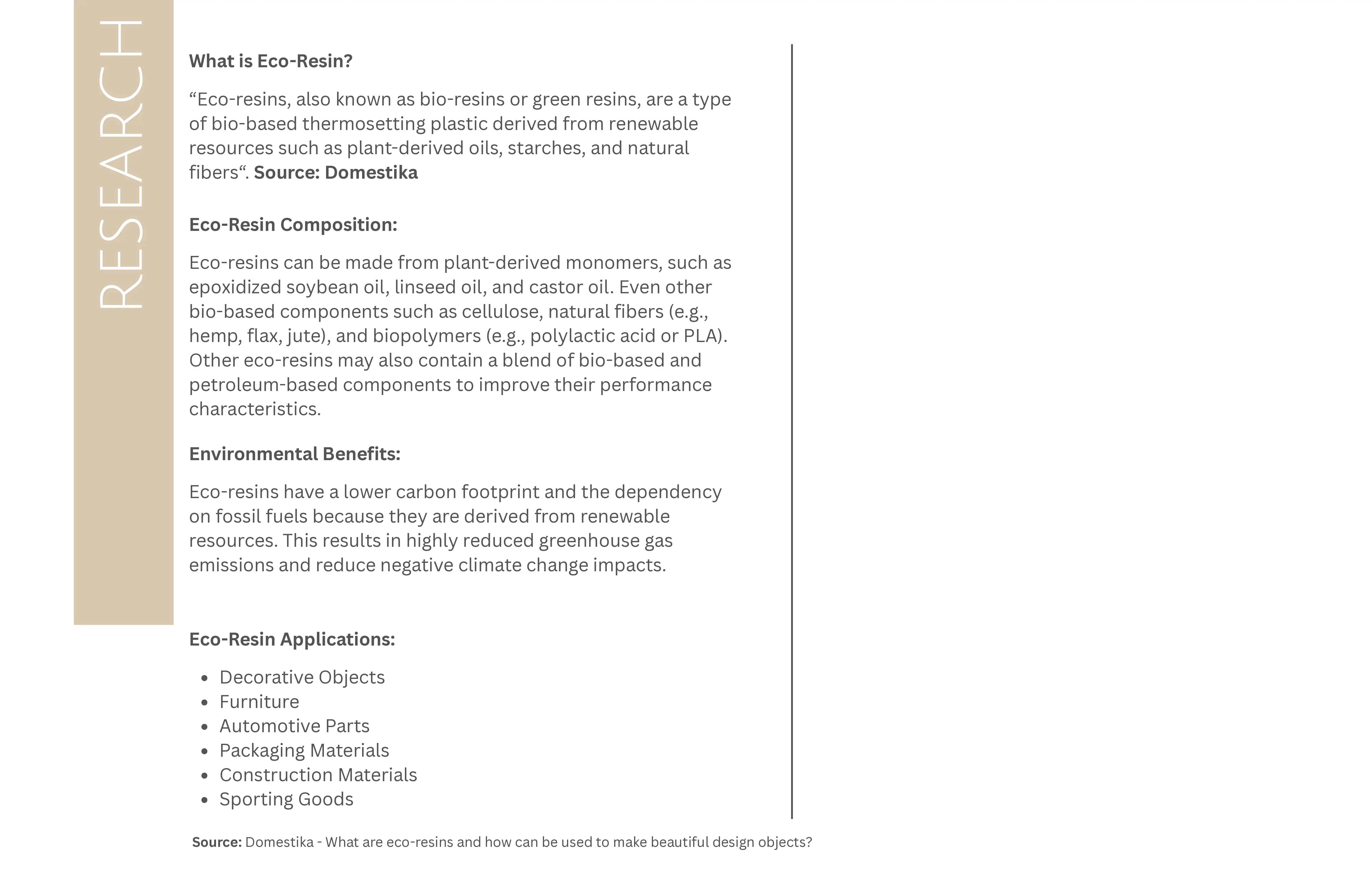 Recherche sur la composition de l'éco-résine et ses avantages environnementaux